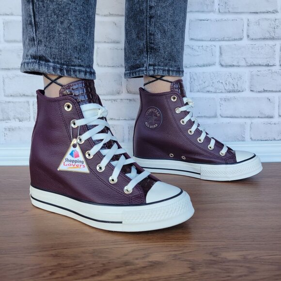 ❤️Converse Chuck Taylor All Star Wedge 7.5 Womens Shoes Sneaker Burgundy A12349C - Picture 2 of 14